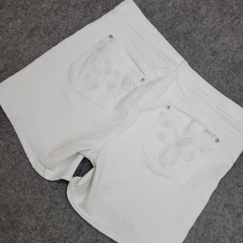 Seven 7 Shorts Womens 16 White Denim Stretch Embroidered Summer Beach Outdoor